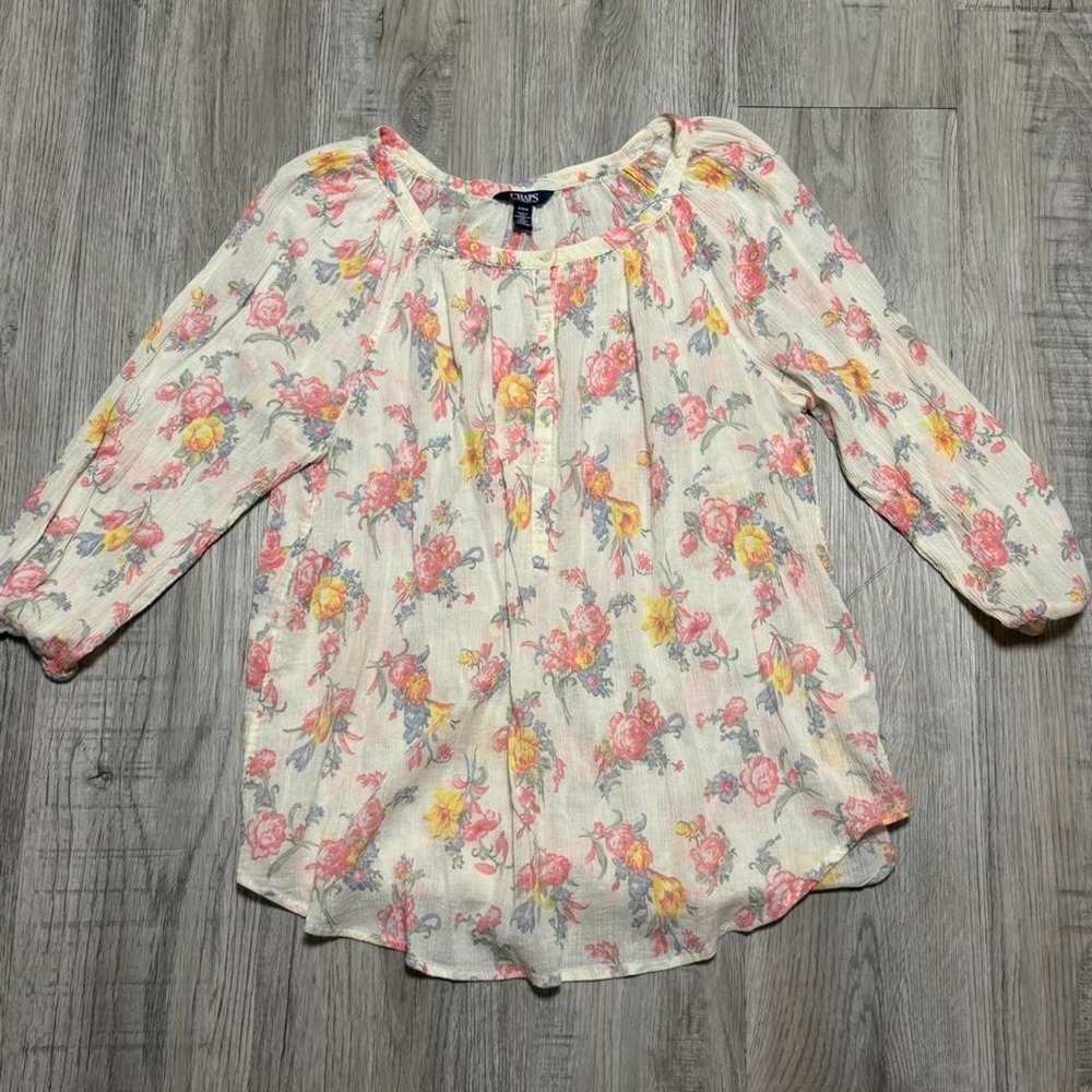 Chaps Floral Blouse, Women, Medium